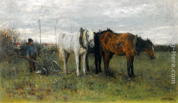Anton Mauve A Ploughing Farmer